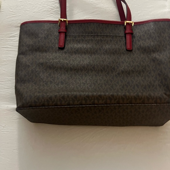 Michael Kors Red and Brown Jet Set Travel Tote - Picture 4 of 5